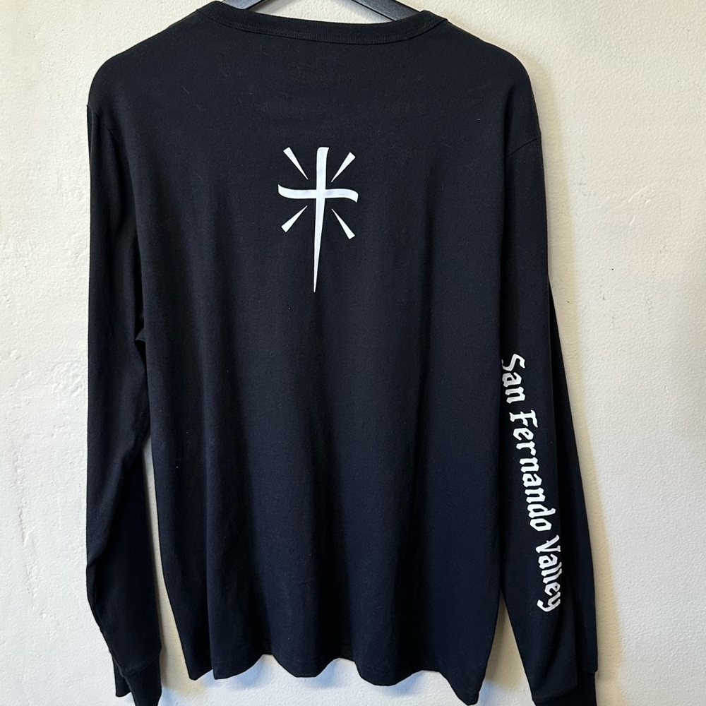 Black Long Sleeve Shirt with White Cross Design